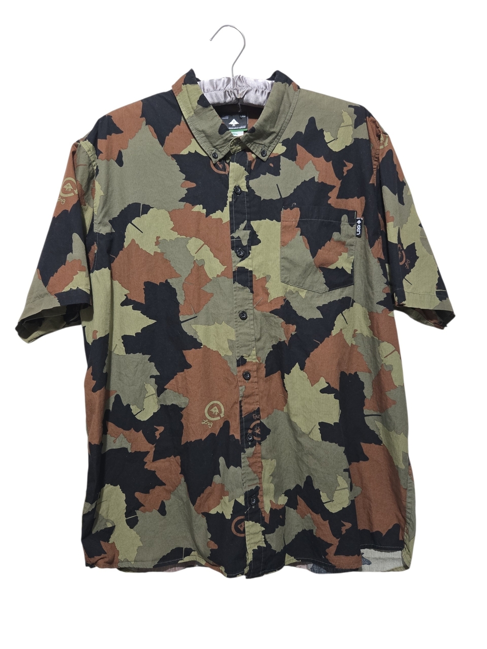LRG (Lifted Research Group) Leaf Camo Short Sleeve Button-Down Shirt Men's XL